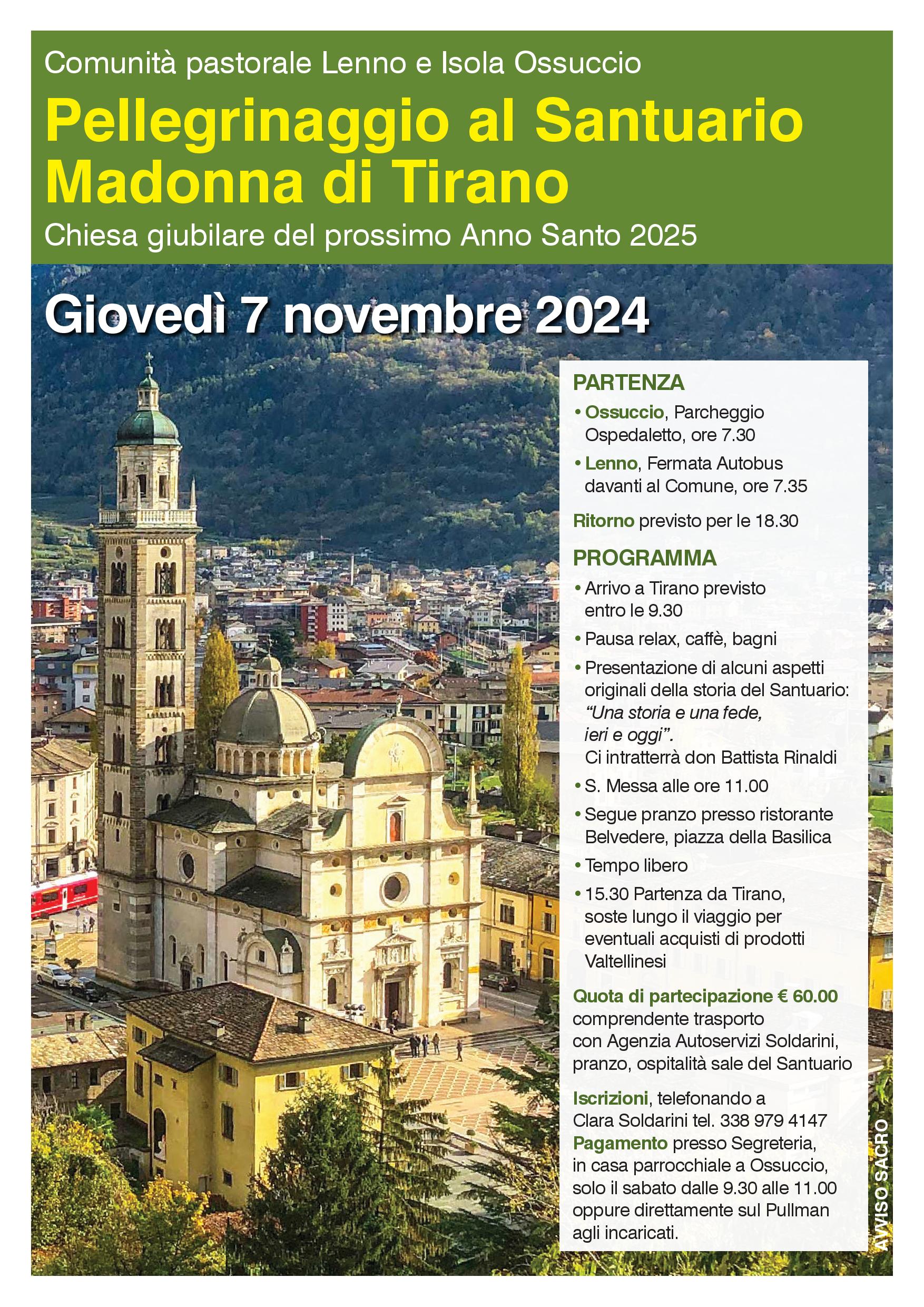 Pellegrinaggio a Tirano – 7 novembre 2024