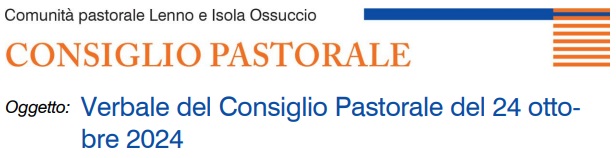 Verbali Consiglio Pastorale Unitario – 2024-2025
